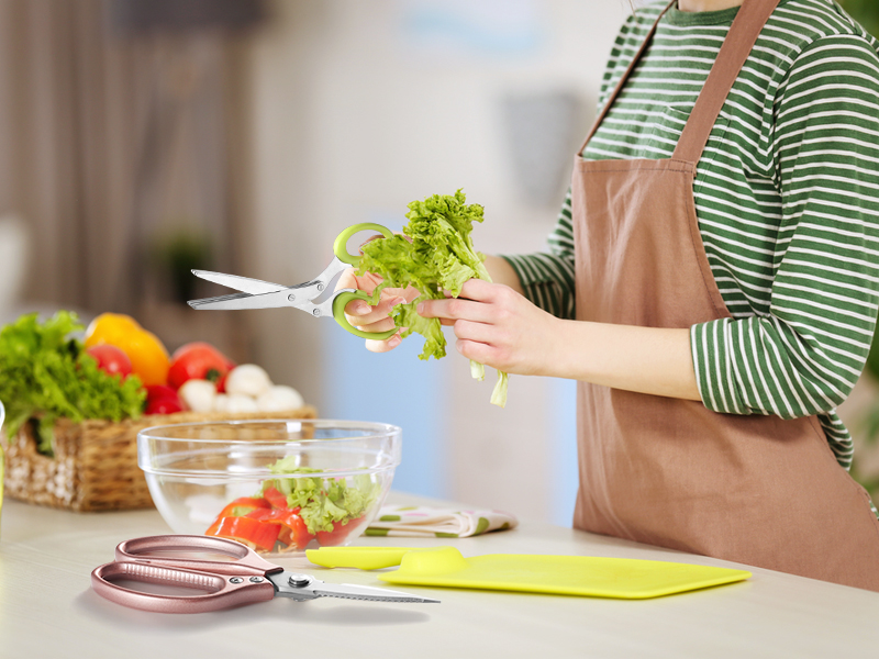 ONEBOM Kitchen Shears 2 Pack,Multi-Function Kitchen Scissors Heavy Duty Sharp 304 Stainless Steel, Apartment Kitchen Accessories Cooking Shears for Chicken,Meat,Fish,Poultry(Sliver)