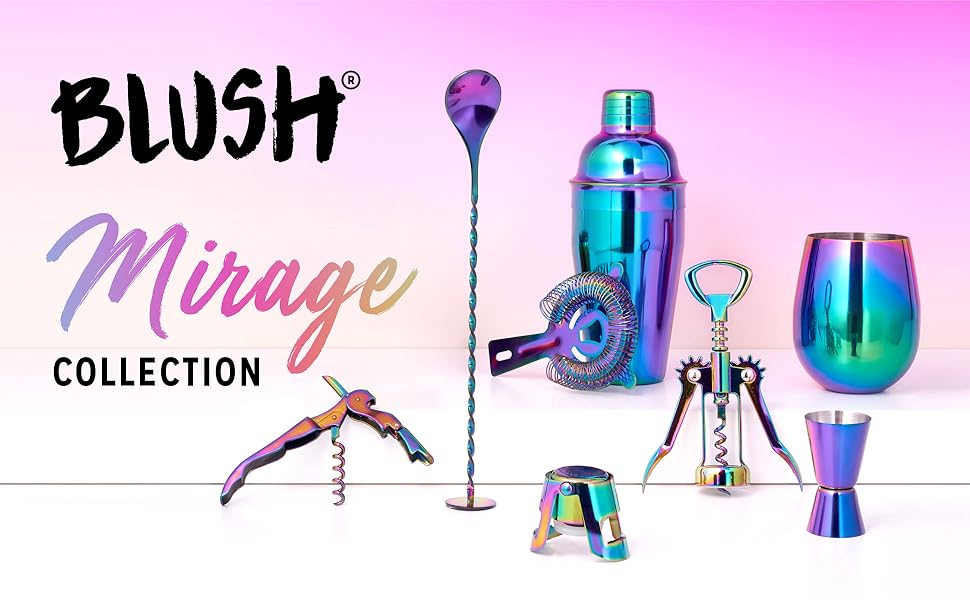 Blush Winged Corkscrew, Iridescent Bottle Opener, Cork Remover, Rainbow Wine Gift Accessory, Mirage, Set of 1