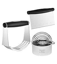 HULISEN Pastry Cutter, Dough Blender, 3 Cup Flour Sifter and Biscuit Cutter, Stainless Steel Dough Cutter, Professional Baking Dough Tools for Cooking Cookies and Donuts(4 Pcs/Set)