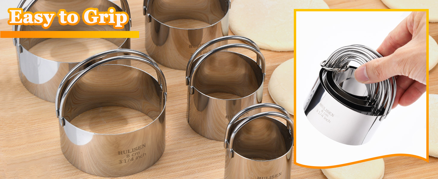 HULISEN Pastry Cutter, Dough Blender, 3 Cup Flour Sifter and Biscuit Cutter, Stainless Steel Dough Cutter, Professional Baking Dough Tools for Cooking Cookies and Donuts(4 Pcs/Set)