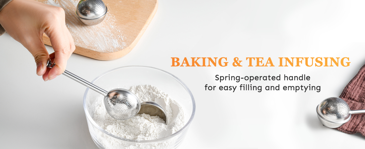 HULISEN Flour Duster for Baking, One-Handed Operation, 304 Stainless Steel Powdered Sugar Shaker Duster, Pick Up and Dust Flour Sifter, Gift Package