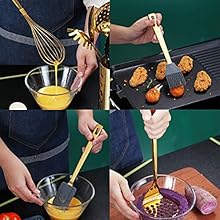 Gold Cooking Utensils Set, Berglander Stainless Steel 13 Pieces Kitchen Utensils Set With Titanium Gold Plating, Kitchen Tools Set With Utensil Holder, Dishwasher Safe, Easy to Clean