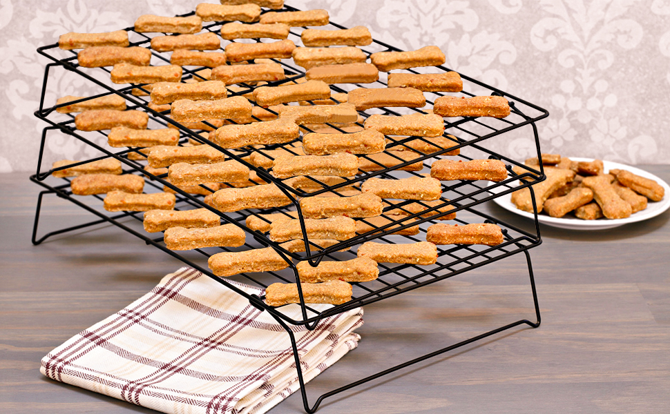 Cooling Rack, 3-Tier Stainless Steel Stackable Baking Cooking Cooling Racks for Cooling Roasting Grilling, Collapsible & Heavy Duty, Oven & Dishwasher Safe