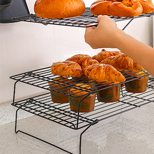 Cooling Rack, 3-Tier Stainless Steel Stackable Baking Cooking Cooling Racks for Cooling Roasting Grilling, Collapsible & Heavy Duty, Oven & Dishwasher Safe