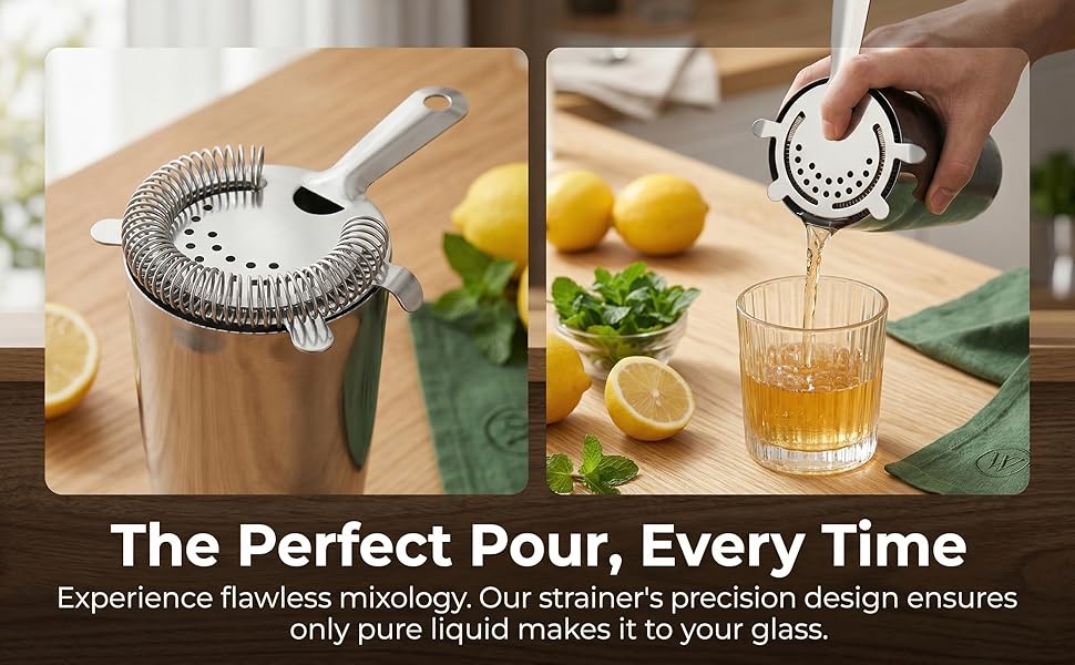 WUWEOT 9 Pack Cocktail Strainer, 4-Prong Stainless Steel Bar Strainer, 6 Inches Silver Bar Tool Drink Strainer with 100 Wire Spring for Bartenders and Mixologists