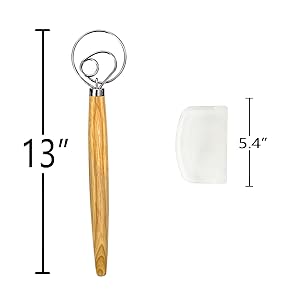 Danish Dough Whisk, Sourdough Tools For Bread Mixer, Dutch Style Bread Whisk For Sourdough Cooking Kitchen with Stainless Steel Danish Sourdough Whisks Bread Mixer 13