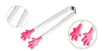 8PCS Silicone Mini Tongs, 5Inch Hand Shape Food Tongs, Colourful Small Kids Tongs for Serving Food, Ice Cube, fruits, Sugar, Barbecue by Sunenlyst (Palm sharp)