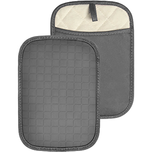 Silicone Kitchen Pot Holders with Pockets, 2 Pc Set Trivet, Steam and Heat Resistant Hand and Countertop Protection Hot Pads, Non-Slip Grip potholders, Terrycloth Interior Lining, Black