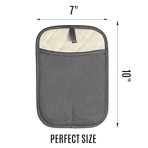 Silicone Kitchen Pot Holders with Pockets, 2 Pc Set Trivet, Steam and Heat Resistant Hand and Countertop Protection Hot Pads, Non-Slip Grip potholders, Terrycloth Interior Lining, Black