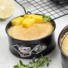 MASSUGAR Springform Pan 4 Pack 4-Inch Mini Cake Pan with 50 Pcs Parchment Paper Liners, Nonstick Leakproof Cheesecake Pan for Mini Cheesecakes Pizzas and Quiches