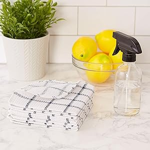 DII Scrubber Dishcloths Collection Windowpane Dishrag Set, 12x12, White/Stone Stripe, 6 Piece