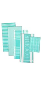 DII Scrubber Dishcloths Collection Windowpane Dishrag Set, 12x12, White/Stone Stripe, 6 Piece