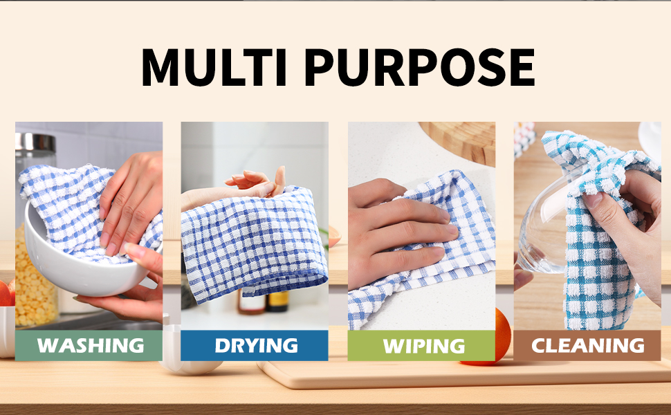 Oeleky Dish Cloths for Kitchen Washing Dishes, Super Absorbent Dish Rags, Cotton Kitchen Dish Towels Pack of 8, 12x12 Inches