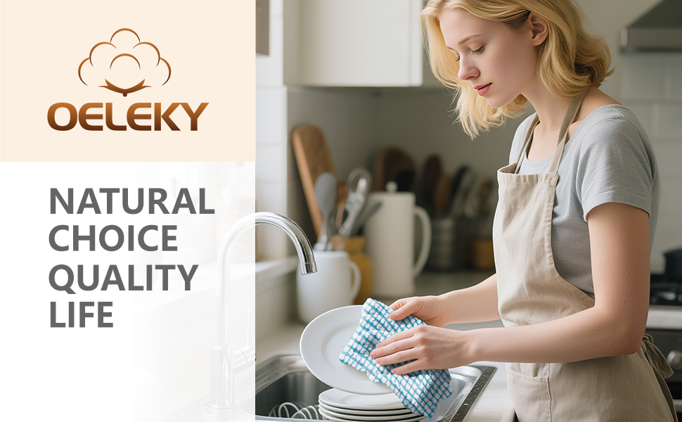 Oeleky Dish Cloths for Kitchen Washing Dishes, Super Absorbent Dish Rags, Cotton Kitchen Dish Towels Pack of 8, 12x12 Inches