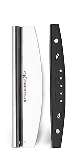 KitchenStar 18-Inch Pizza Cutter Rocker Blade - Sharp Stainless Steel Slicer Knife, Protective Cover, Dishwasher Safe, Extra Large - Commercial Pizza Oven Accessories