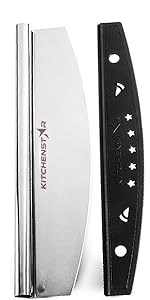 KitchenStar 18-Inch Pizza Cutter Rocker Blade - Sharp Stainless Steel Slicer Knife, Protective Cover, Dishwasher Safe, Extra Large - Commercial Pizza Oven Accessories