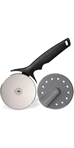 KitchenStar 18-Inch Pizza Cutter Rocker Blade - Sharp Stainless Steel Slicer Knife, Protective Cover, Dishwasher Safe, Extra Large - Commercial Pizza Oven Accessories