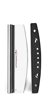 KitchenStar 18-Inch Pizza Cutter Rocker Blade - Sharp Stainless Steel Slicer Knife, Protective Cover, Dishwasher Safe, Extra Large - Commercial Pizza Oven Accessories