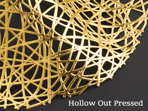 Gold Round Placemats for Dinner Table Set of 6 Metallic Hollow Out Line Circle Table Mats Vinyl Place Mats for Dinning Decor Wedding Accent Centerpiece