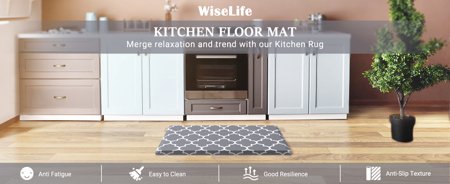 WISELIFE Kitchen Mat and Rugs Cushioned Anti-Fatigue,17.3