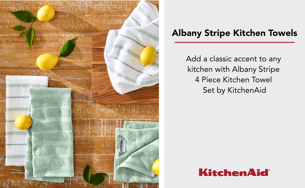 KitchenAid Albany Kitchen Towel 4-Pack Set, Blue Willow/White, 16