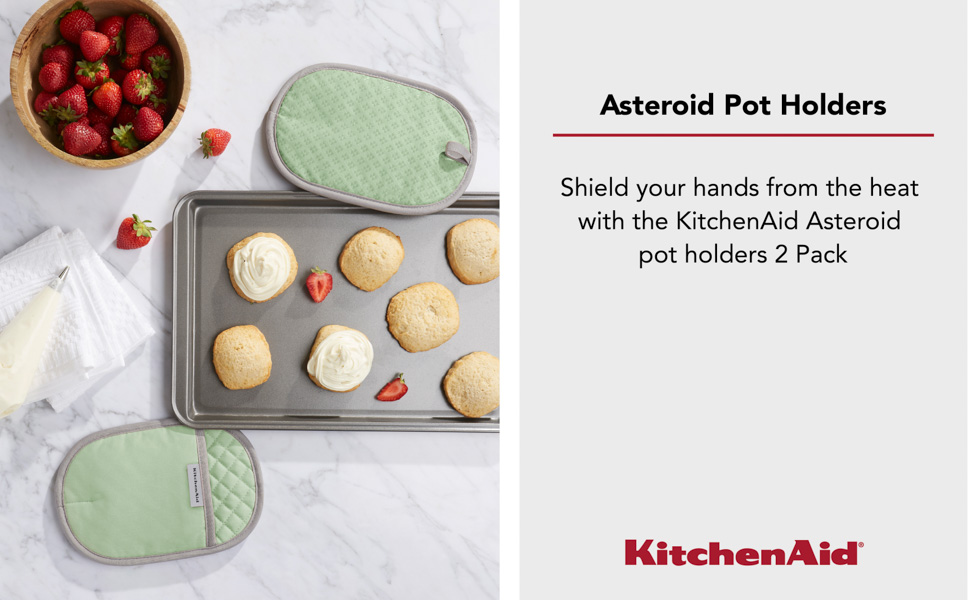 KitchenAid Asteroid Pot Holder 2-Pack Set, Pebbled Palm Green, 6.5