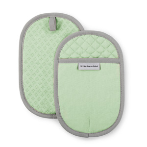 KitchenAid Asteroid Pot Holder 2-Pack Set, Pebbled Palm Green, 6.5