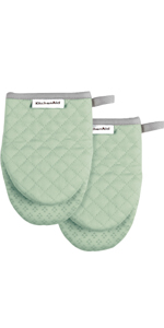 KitchenAid Asteroid Pot Holder 2-Pack Set, Pebbled Palm Green, 6.5