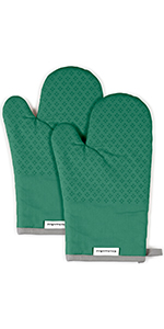 KitchenAid Gingham Mini Oven Mitt 2-Pack Set, Milkshake Tan, 5.5