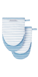 KitchenAid Albany Mini Oven Mitt 2-Pack Set, Aqua Sky, 5.5