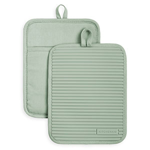 KitchenAid Ribbed Soft Silicone Pot Holder 2-Pack Set, Milkshake Tan, 7