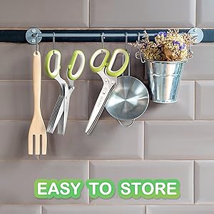 2-Pack Herb Scissors Set with 5 Blades & 3 Blades, Green Stainless Steel Kitchen Shears for Herbs, Veggies, Paper Shredding, with Cleaning Comb & Cover