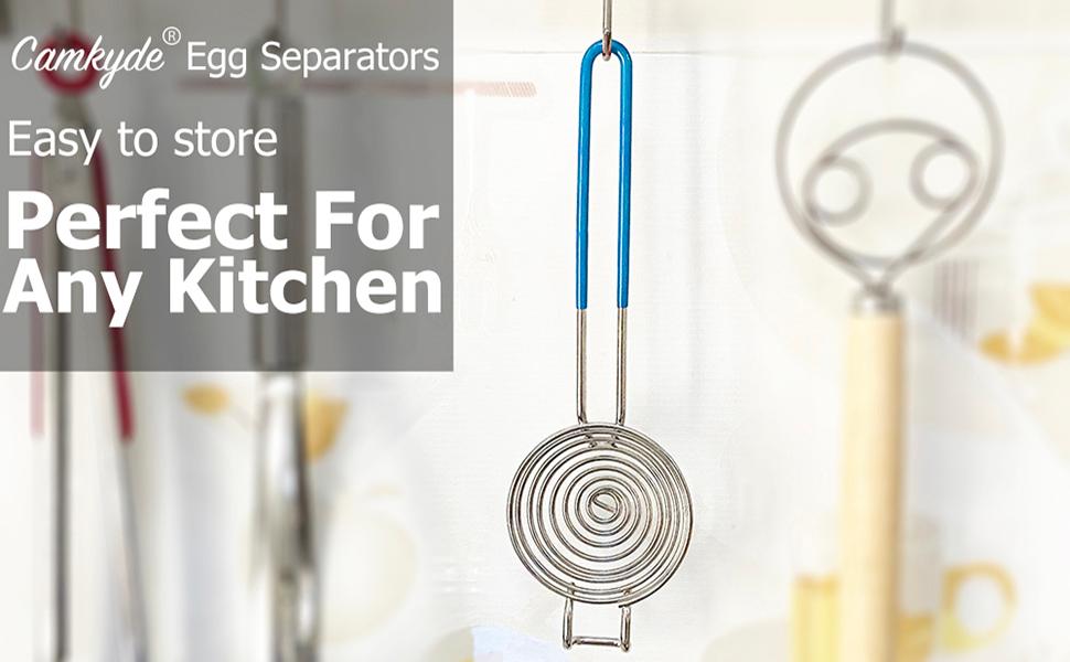 CAMKYDE Egg Separator Food Grade Stainless Steel Egg Yolk White Separation Tool, Set of 2 (Blue)