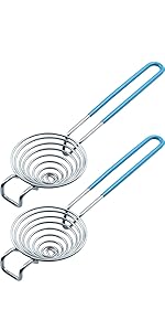 CAMKYDE Egg Separator Food Grade Stainless Steel Egg Yolk White Separation Tool, Set of 2 (Blue)