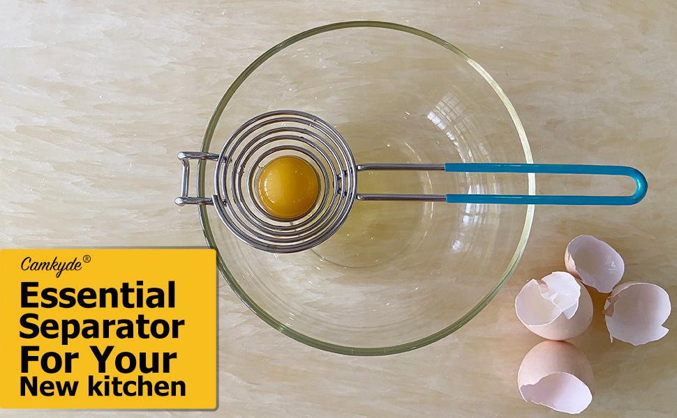 CAMKYDE Egg Separator Food Grade Stainless Steel Egg Yolk White Separation Tool, Set of 2 (Blue)