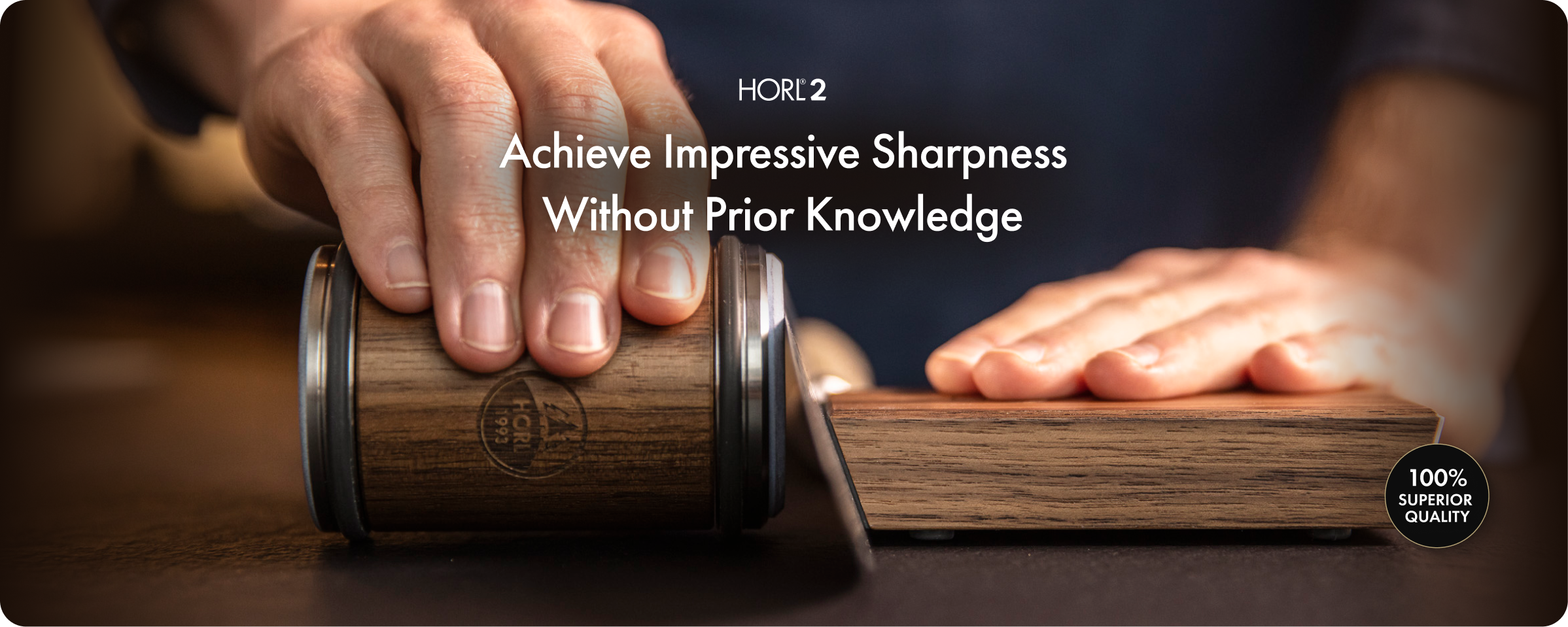 HORL 2 Walnut Rolling Knife Sharpener - Kitchen Knife Sharpener for Razor Sharp Edges - Diamond & Ceramic Knife Sharpening Kit - Professional Rolling Sharpener with 15° & 20° Angles - Made in Germany