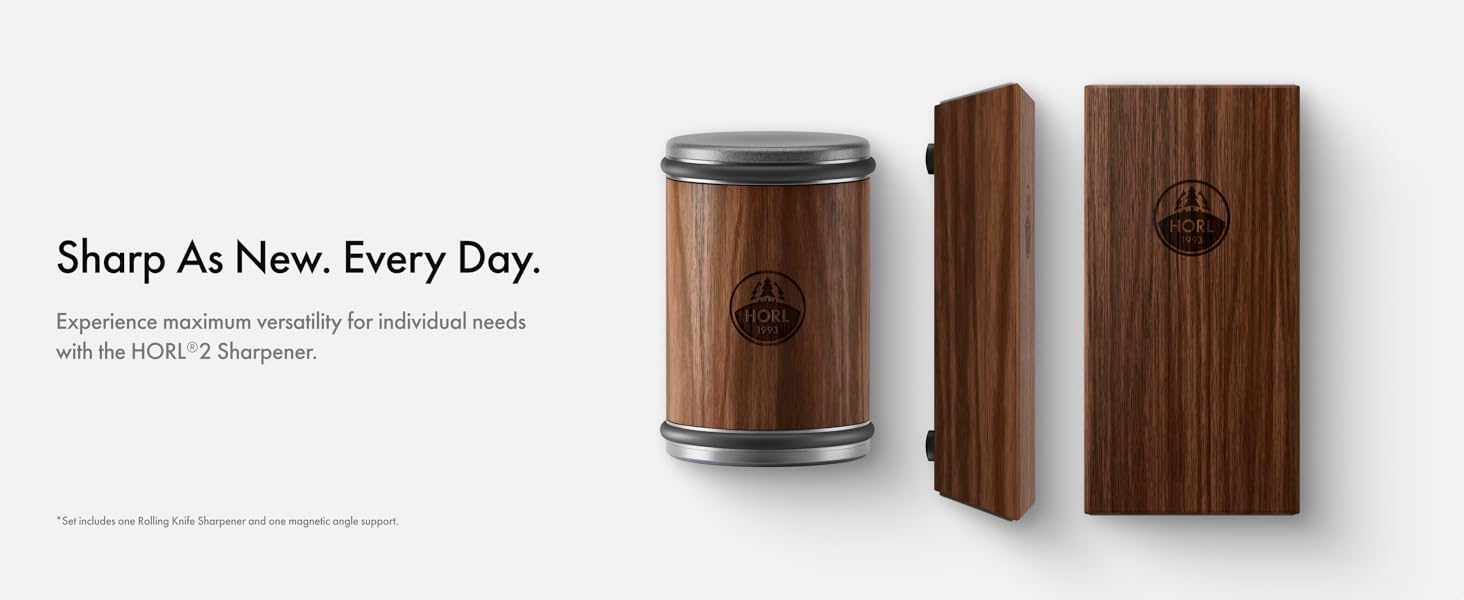 HORL 2 Walnut Rolling Knife Sharpener - Kitchen Knife Sharpener for Razor Sharp Edges - Diamond & Ceramic Knife Sharpening Kit - Professional Rolling Sharpener with 15° & 20° Angles - Made in Germany