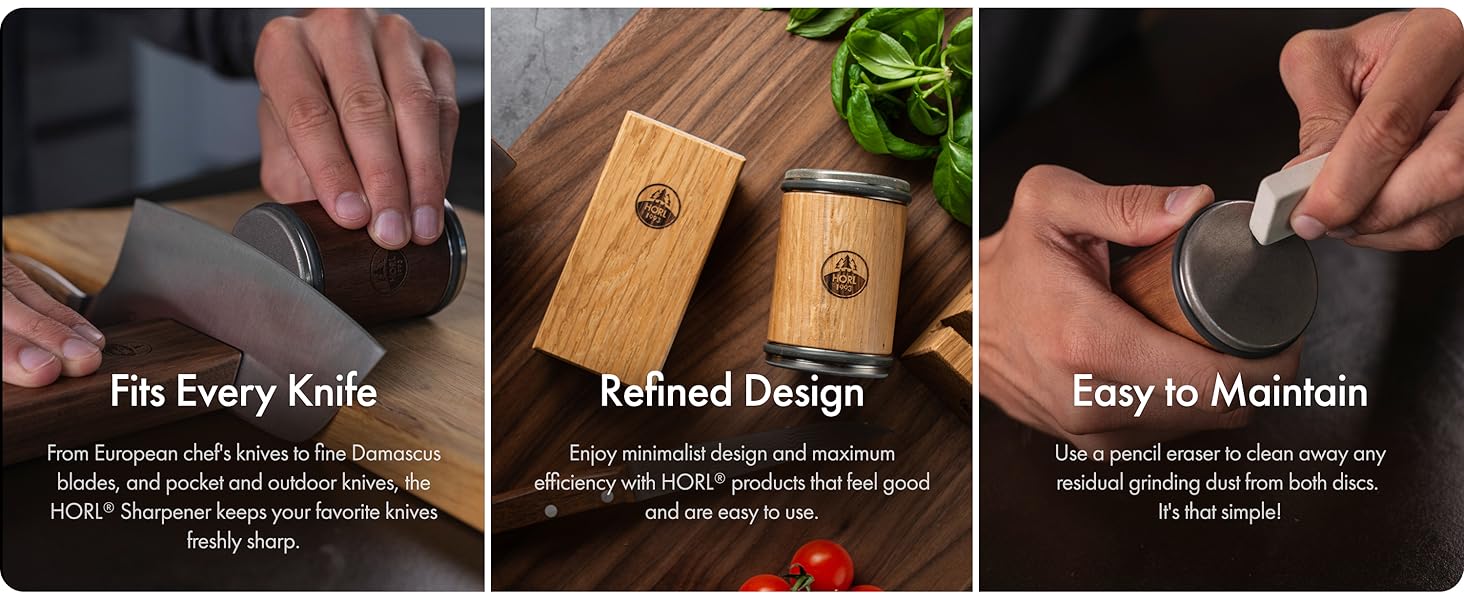HORL 2 Walnut Rolling Knife Sharpener - Kitchen Knife Sharpener for Razor Sharp Edges - Diamond & Ceramic Knife Sharpening Kit - Professional Rolling Sharpener with 15° & 20° Angles - Made in Germany