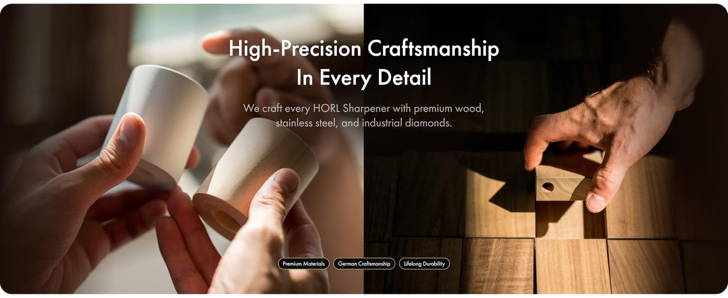 HORL 2 Oak Kitchen Knife Sharpener for Razor Sharp Edges Made in Germany - Rolling Sharpener for knives - Rolling Knife Sharpening Kit with Magnetic Holder with 15 & 20 Degrees