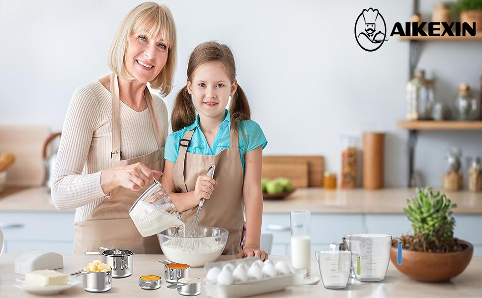 20-Piece Measuring Cups and Spoons Set, Nesting Stainless Steel Measuring Cups Spoons with Plastic Measuring Cup for Dry and Liquid Ingredients, Kitchen Cooking & Baking Gadgets