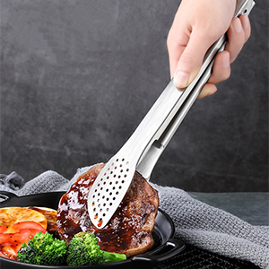 Devico Kitchen Tongs for Cooking, 2-Piece 12 inch 18/8 Stainless Steel Metal BBQ Grill Tongs with Lock