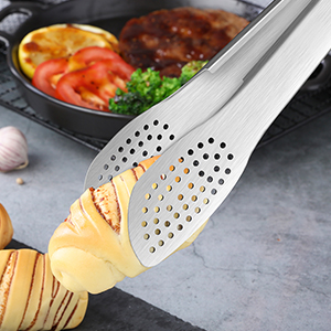 Devico Kitchen Tongs for Cooking, 2-Piece 12 inch 18/8 Stainless Steel Metal BBQ Grill Tongs with Lock