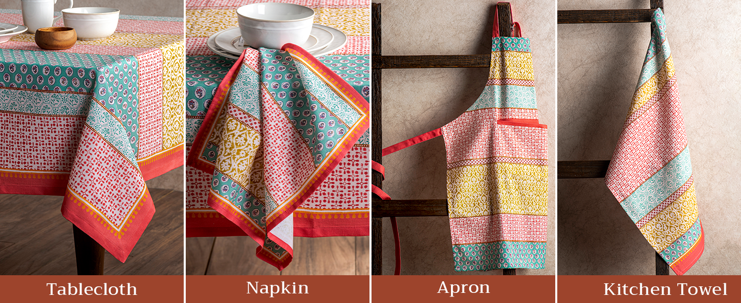 Maison d' Hermine Placemats Set of 4 100% Cotton Washable Cloth Place Mats Reusable Table Mats for Kitchen Dining Party Wedding Easter Decorations Spring/Summer (Marquise, 13