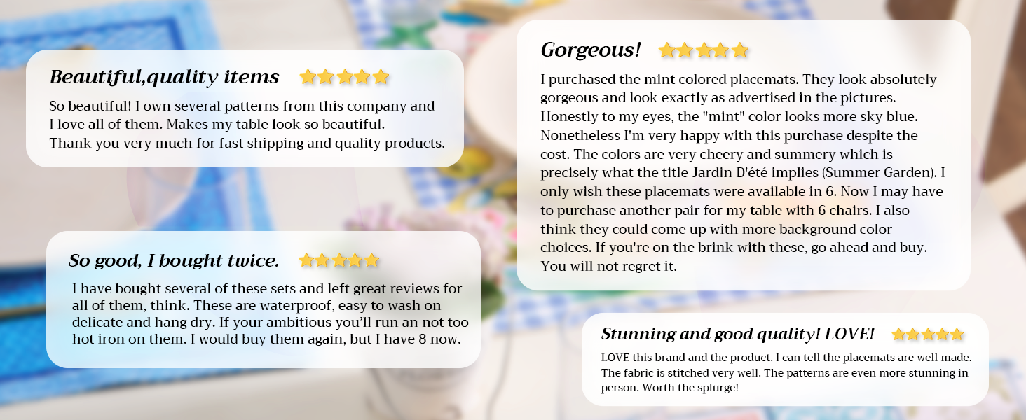 Maison d' Hermine Placemats Set of 4 100% Cotton Washable Cloth Place Mats Reusable Table Mats for Kitchen Dining Party Wedding Easter Decorations Spring/Summer (Marquise, 13