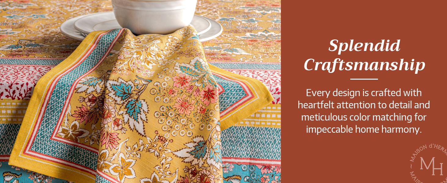 Maison d' Hermine Placemats Set of 4 100% Cotton Washable Cloth Place Mats Reusable Table Mats for Kitchen Dining Party Wedding Easter Decorations Spring/Summer (Marquise, 13