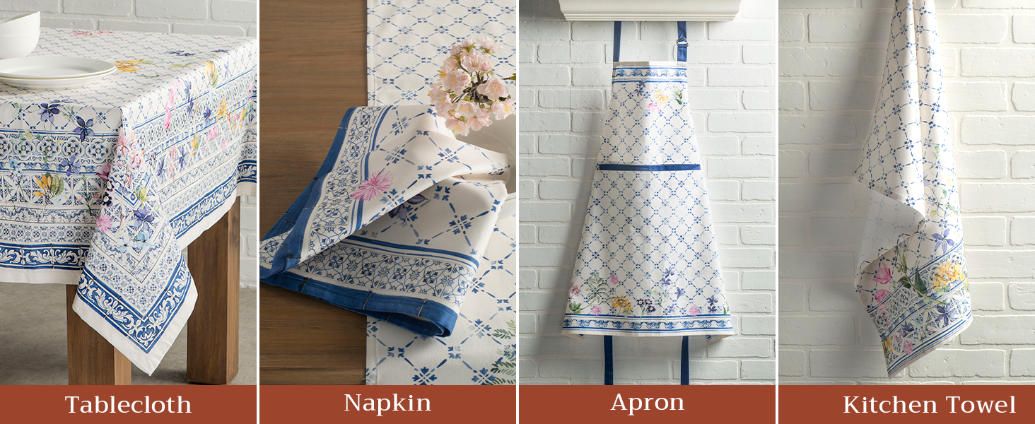 Maison d' Hermine Placemats Set of 4 100% Cotton Washable Cloth Place Mats Reusable Table Mats for Kitchen Dining Party Wedding Easter Decorations Spring/Summer (Marquise, 13