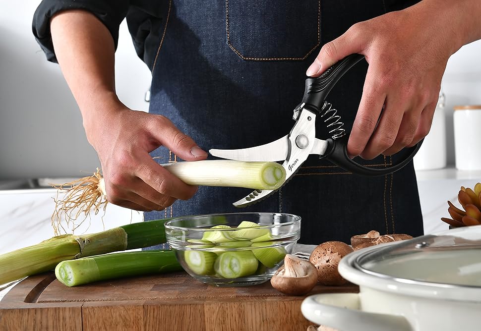 Heavy Duty Poultry Shears - Kitchen Scissors for Cutting Chicken, Poultry, Game, Meat - Chopping Vegetable - Spring Loaded