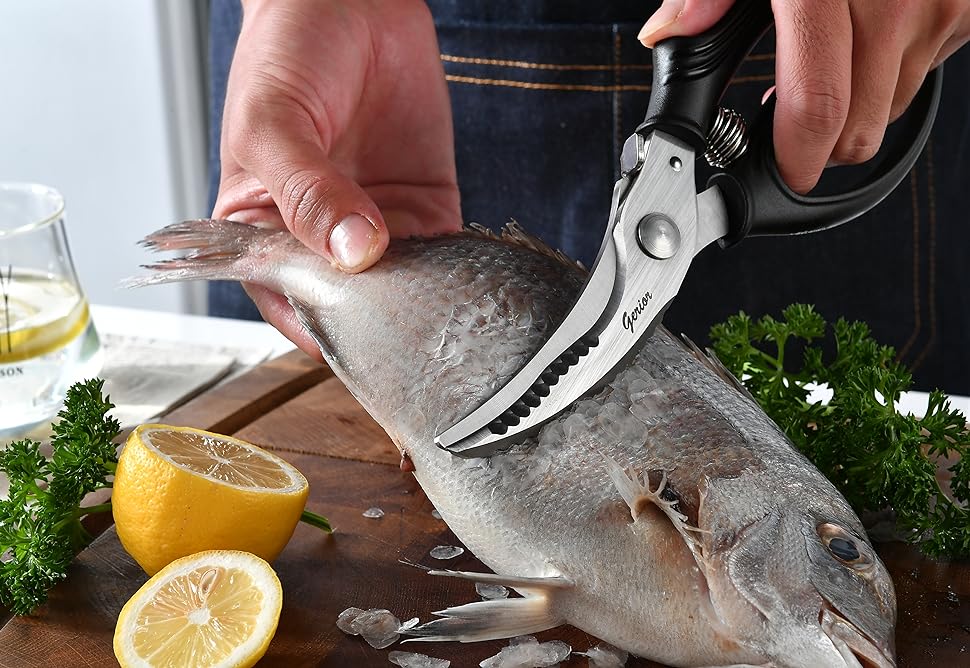 Heavy Duty Poultry Shears - Kitchen Scissors for Cutting Chicken, Poultry, Game, Meat - Chopping Vegetable - Spring Loaded