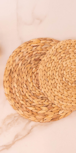 6 Pack Rectangular Woven Placemats, Rattan Wicker Table Mats, 17