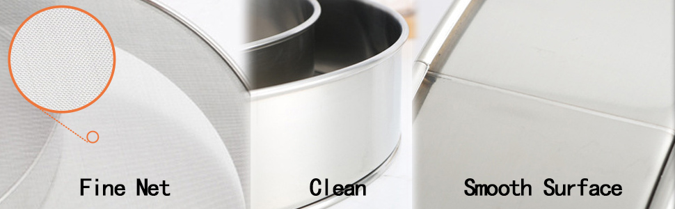 2 Pack Flour Sifter,Stainless Steel Fine Mesh Strainers Flour Sieve,60 Mesh Round Sifter for Baking Cake Bread (6-Inch and 8-Inch)